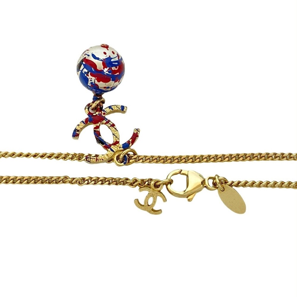 CHANEL Authentic Blue Pearl Logo Necklace - Picture 2 of 4
